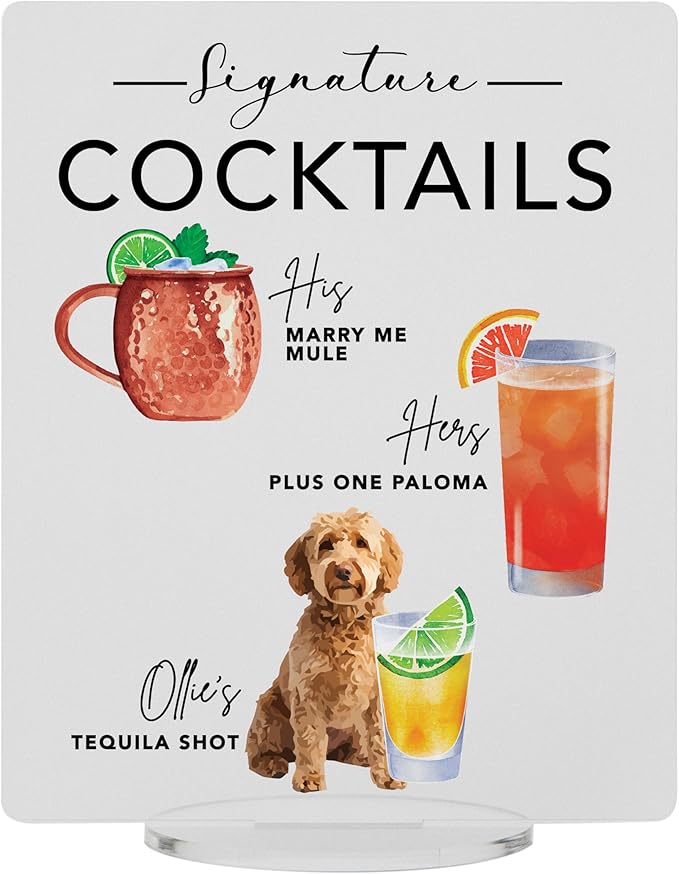 Pet Signature Drink Wedding Signs by Elation+Factory+Co.