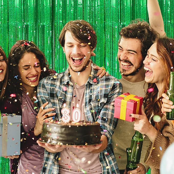 10 Pack Green Streamers Metallic Foil Fringe Curtain Backdrop - Image 5