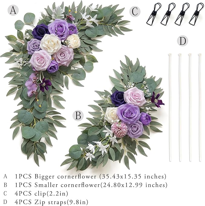 Faux Flower Swag Set of 2 for Wedding Welcome Signs Floral Decorations - Image 3