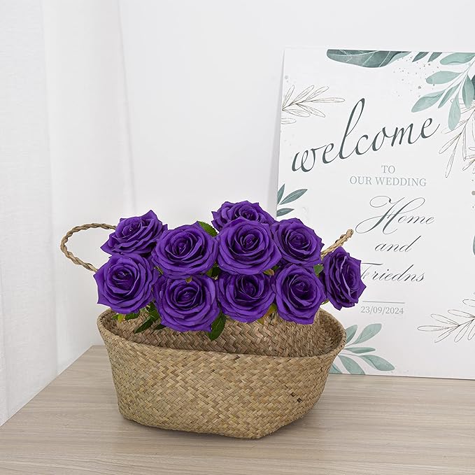 Artificial Rose 10pcs Open Flower Bouquet Faux Rose Stems - Image 3