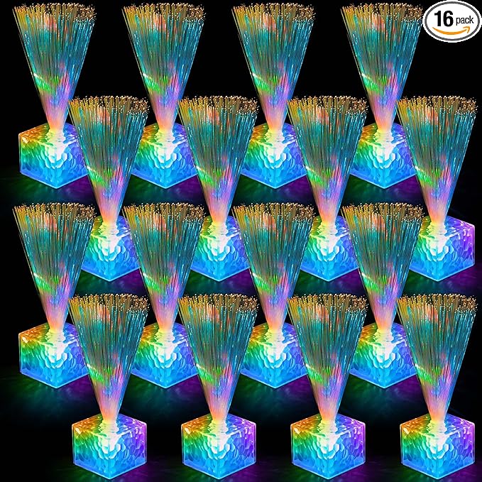 Amylove 16 Pcs Mini Fiber Optic Lamps Bulk Small LED Light up Table Centerpieces by Amylove