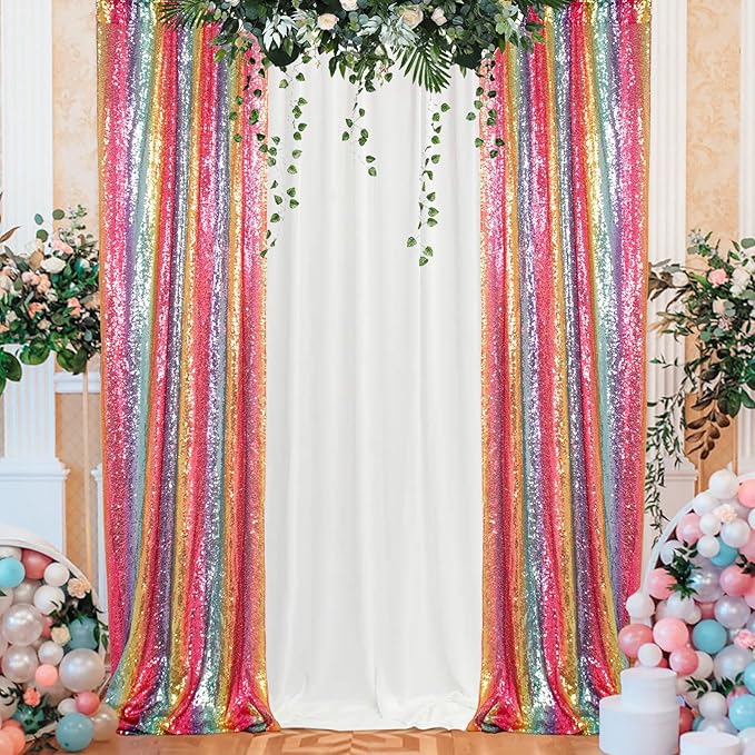 ShinyBeauty 4x10ft Rainbow Sequin Photo Backdrop - Image 5
