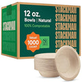 100% Compostable Paper Bowls 12 oz. Heavy-Duty Soup Bowls by StackMan