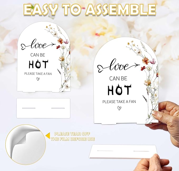 Boho Floral Love Can Be Hot Sign, 6 x 8 Inch White Arch Acrylic Wedding Sign - Image 3