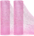 Ribbli 2 Rolls Light Pink Mesh Ribbon, 10 inch x 30 feet Each Roll, Metallic by Ribbli