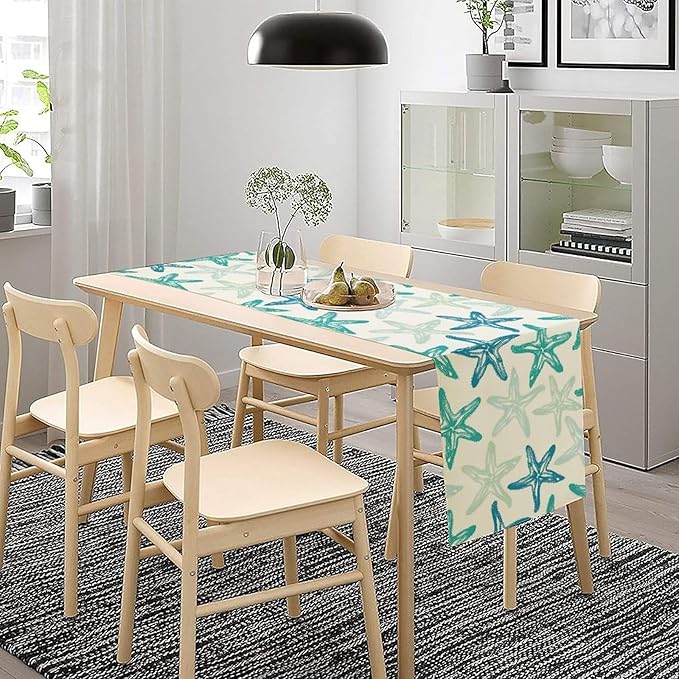 Starfish Plaid Table Flag Green Plaid and Marine Life Starfish Kitchen Table - Image 3
