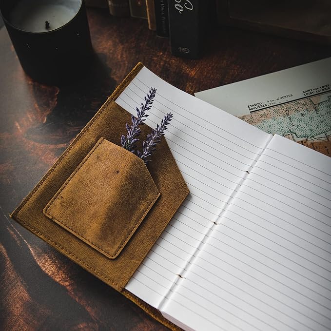Refillable Leather Journal | Premium Lined A5 Notebook Cover | 200 Ruled - Image 6
