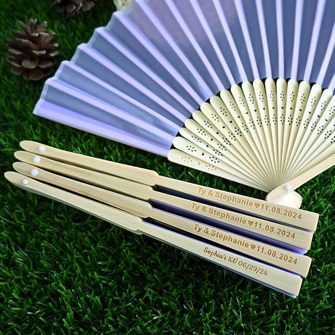 10pcs Personalized Purple Folded Hand Fans, Custom Folding Hand Fans - Image 7
