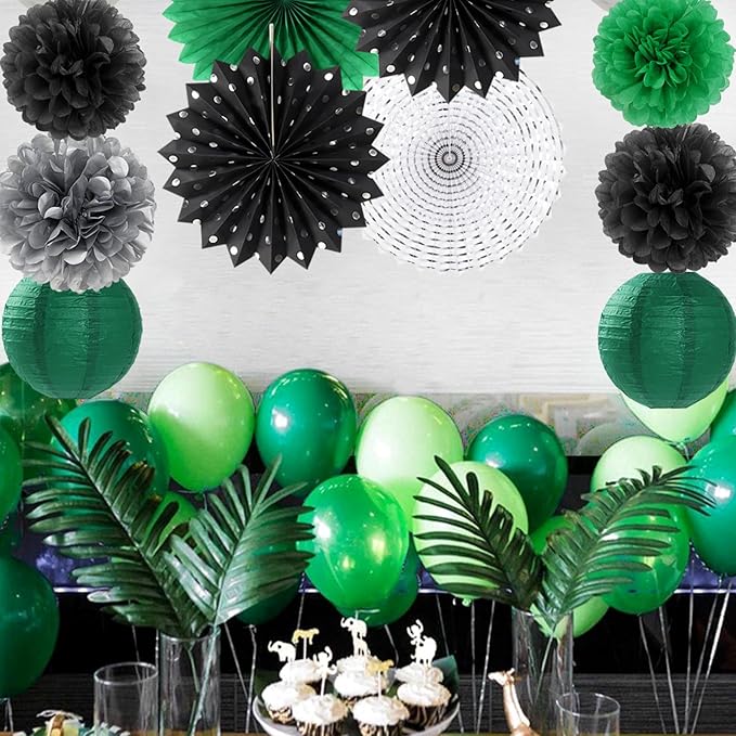 Black Green Silver Football Party-Decorations - Image 4
