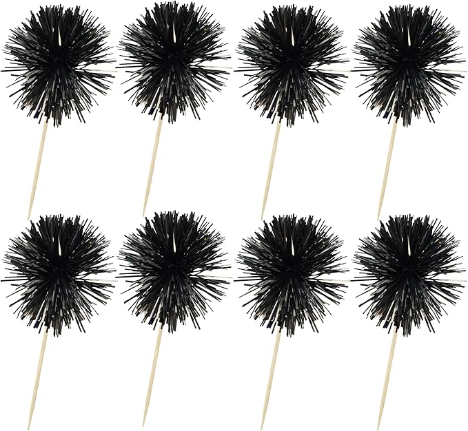 Ephlyn 30Pcs Foil Firework Cupcake Toppers Sparkle Tinsel Cupcake Picks Happy - Image 3