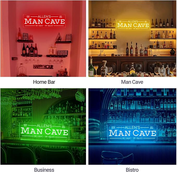 Custom Man Cave Neon Sign for Wall Decor, Personalized LED Neon Home Bar Name - Image 3