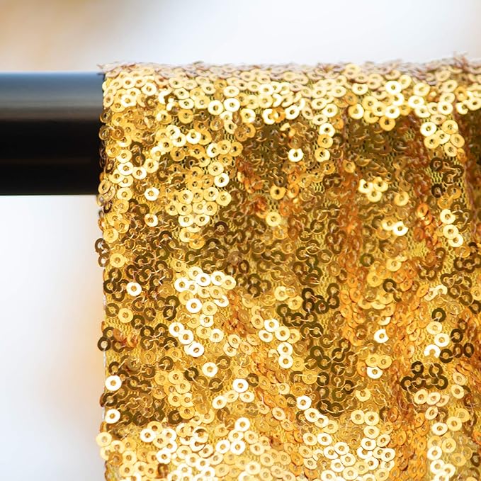 JYFLZQ Gold Sequin Backdrop Curtains 4ft x 8ft 2 Panel Glitter Photo Booth - Image 5