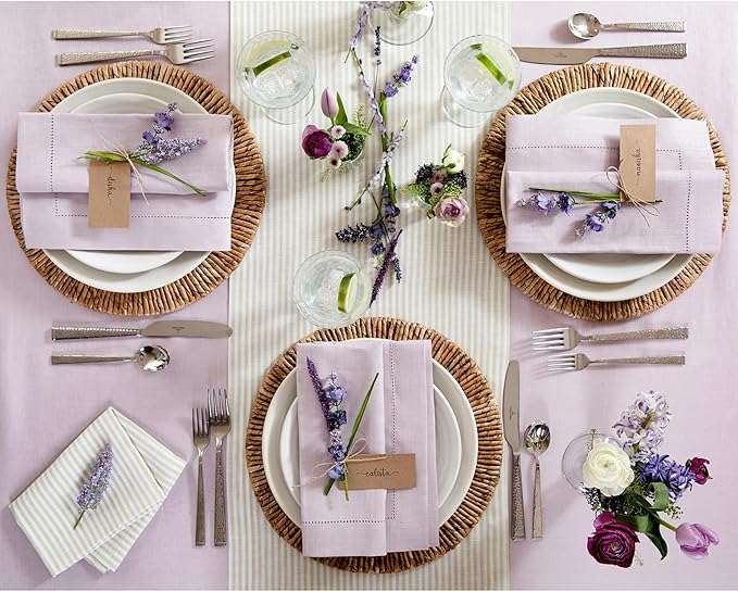 Solino Home Lilac Linen Tablecloth 60 x 90 Inch - Image 4