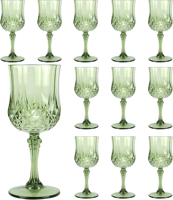 Plastic Wine Glasses，Plastic Goblets Vintage Style Cordial Drinking Glasses by LEYIQUCHAMPAGNEWINEGLASSES
