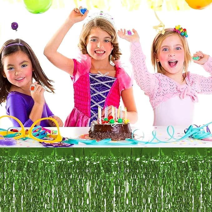 4P Wavy Metallic Tinsel Foil Fringe Table Skirts - Image 5
