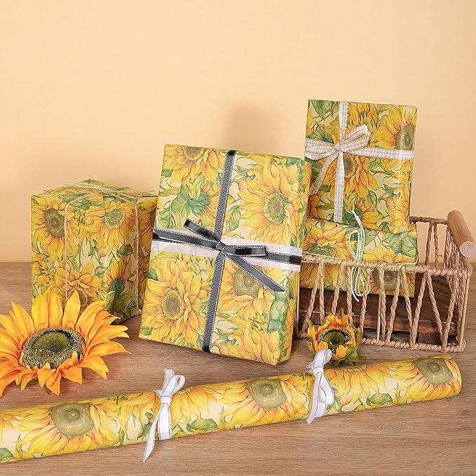 RUSPEPA Sunflower Wrapping Paper Roll - Image 5