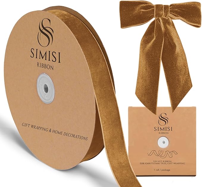 Copper Velvet Ribbon 1'' 25 Yards by SIMISIRIBBON