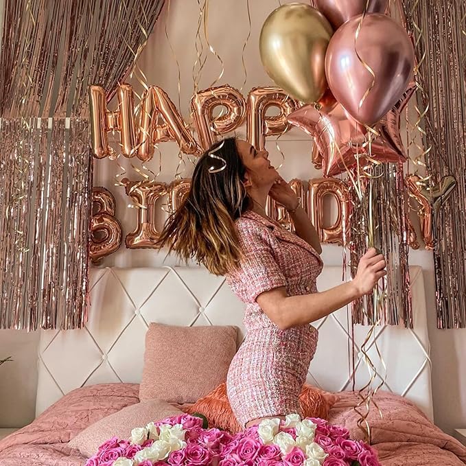 PartyWoo Foil Curtain 2 pcs, 3.3x6.6 ft Metallic Brown Tinsel, Foil Fringe - Image 4