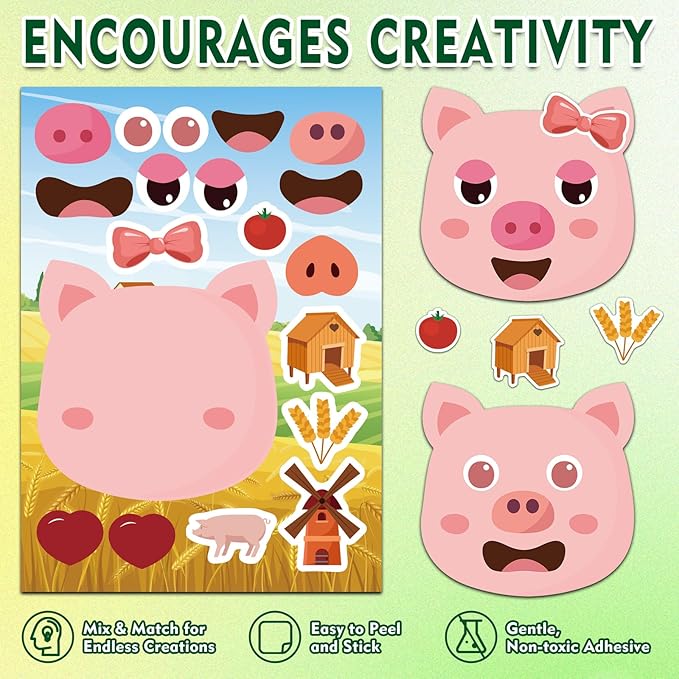 Aowplc 36 Pcs Make-A-Face Sticker Sheets Kids Party Favors Mix and Match - Image 4