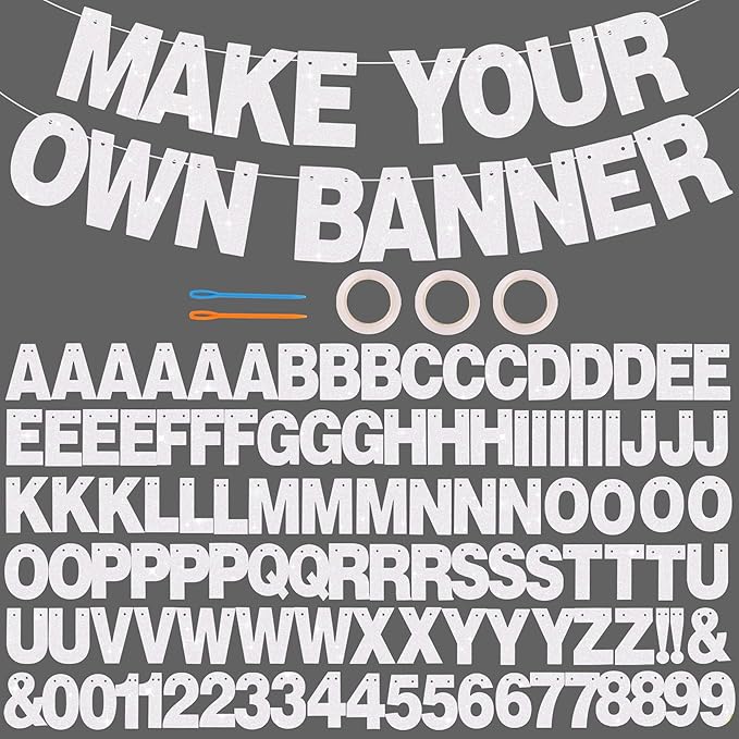 BEISHIDA 116 PCS Glitter Color White DIY Letter Banner Kit Make Your Own by Beishida