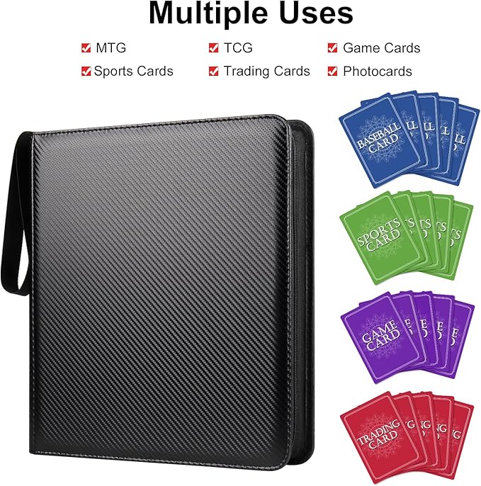 GEAoffice Trading Card Binder 12 Pocket Hold 720 Cards, Premium PU Cover Zipper - Image 6