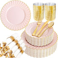 YOUBET 350PCS Pink Scalloped Plastic Plates by YOUBET