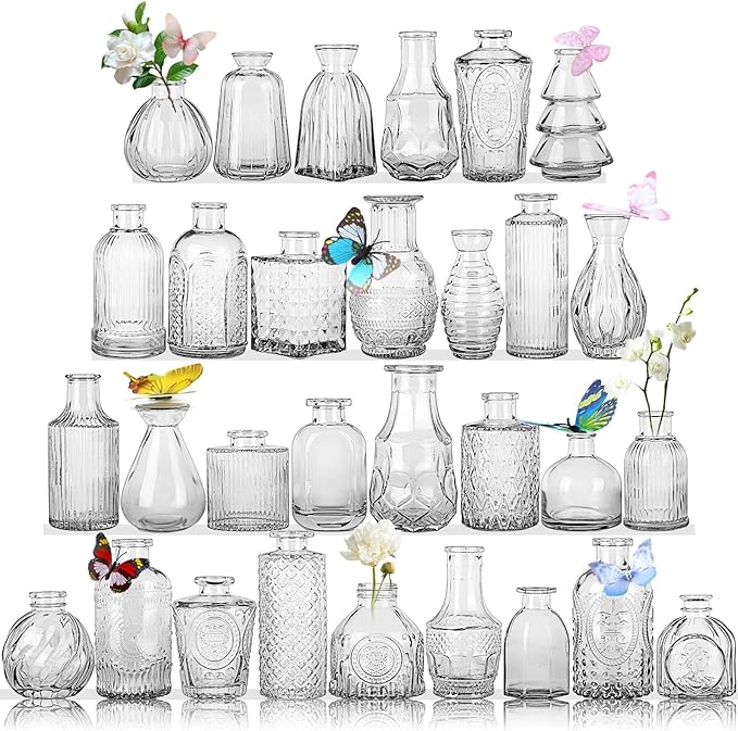 Glass Bud Vases in Bulk Set of 30 Pcs, Small Glass Vases - Image 9