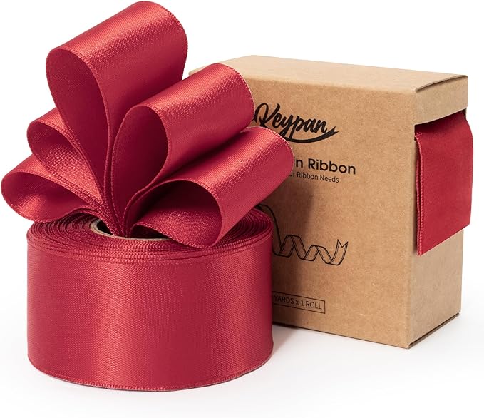 Red Satin Ribbon Double-Faced Wired Ribbons by Keypan