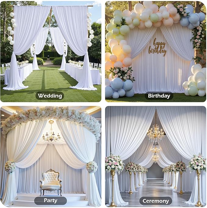 PartyVillage 20ft×15ft White Backdrop Curtain - Image 2