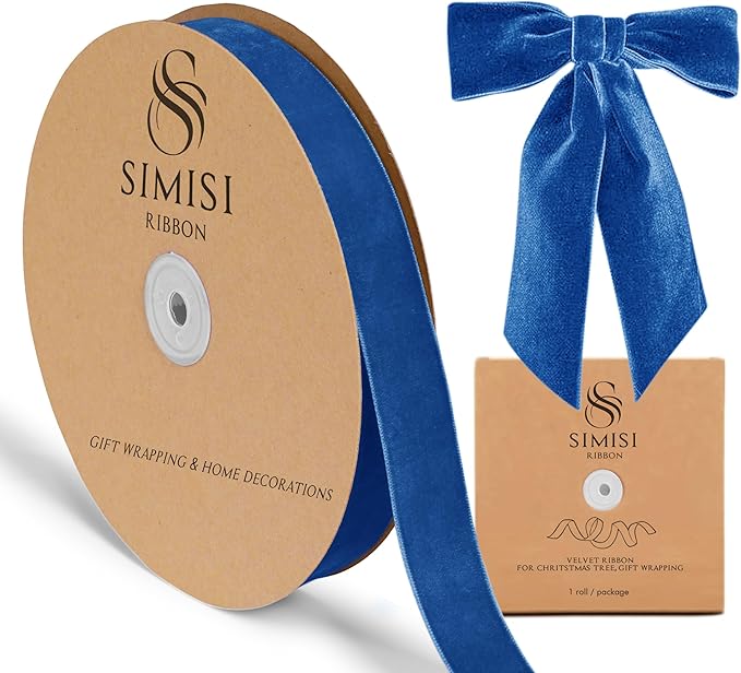 Royal Blue Velvet Ribbon 1'' 25 Yards by SIMISIRIBBON
