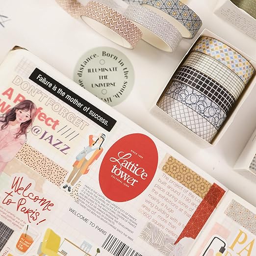 YUBBAEX 60 Rolls Value Washi Tape Pack Retro Arts Masking Tape Basic Patterns - Image 9
