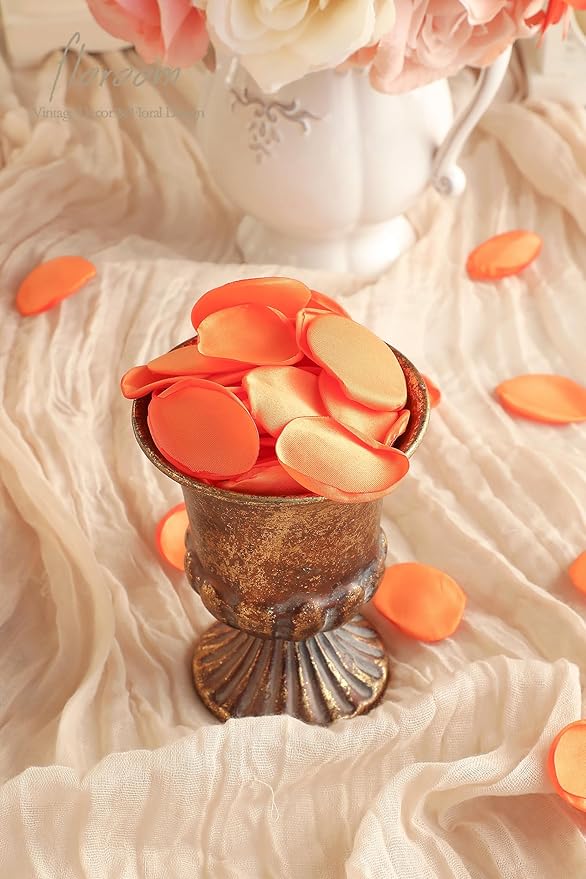 Floroom 300pcs Rose Petals Burnt Orange Faux Silk Flower Petals - Image 2