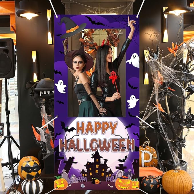 Halloween Photo Booth Props Frame Party Decorations 35 x 73Inch Halloween - Image 5
