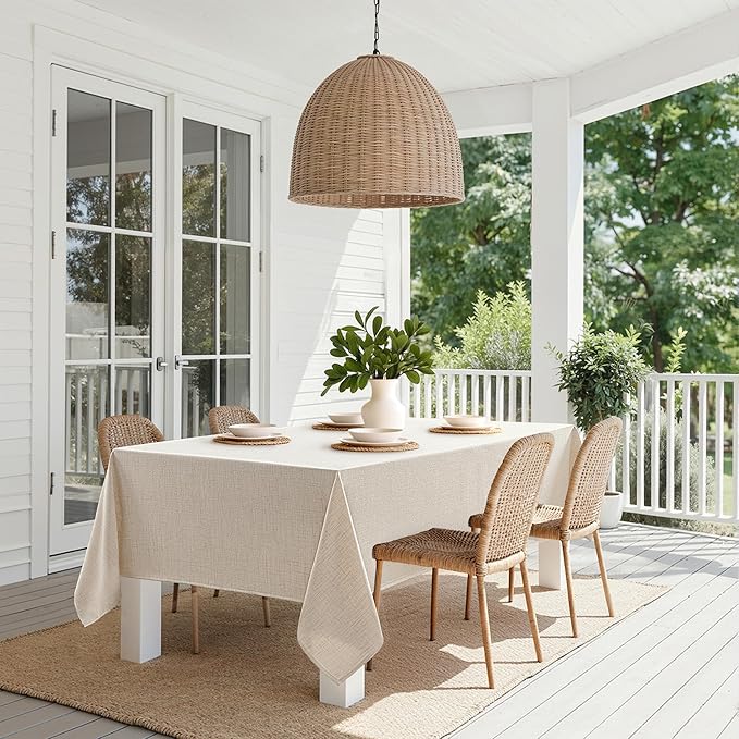 MIULEE Grayish White Linen Tablecloth 60x84 Inch Rectangle Table Cloth - Image 8