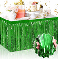 3 Pack 29 x108 Inch Green Foil Fringe Table Skirts Metallic Banner by LANTIANCHEN