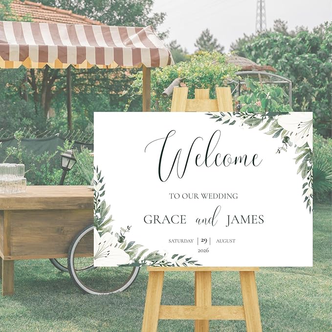 Welcome Wedding Signs, Elegant Greenery Eucalyptus Wedding Sign Decorations - Image 2