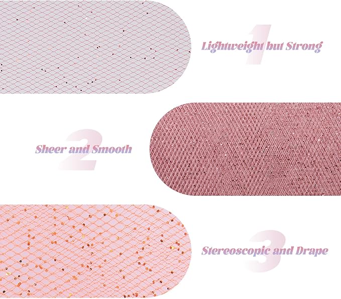 Glitter Tulle Rolls 6” by 50 Yards Sparkle Tulle Fabric Ribbon Sequin Tulle - Image 3