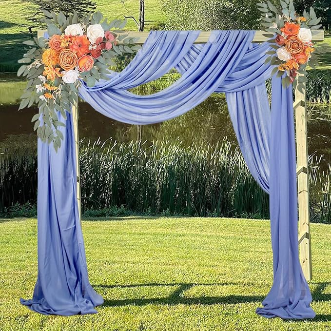 Wedding Arch Draping Fabric 20 Ft Periwinkle Color Chiffon Drapes - Image 6