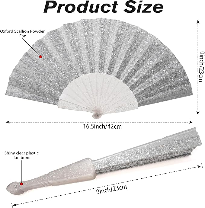 24 Pack Handheld Fan, Folding Hand Glitter fan - Image 2