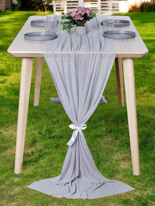 MDS 2 Pack 10ft Chiffon Table Runner 29 x 120 Inches Sheer Wedding Runner by MDS
