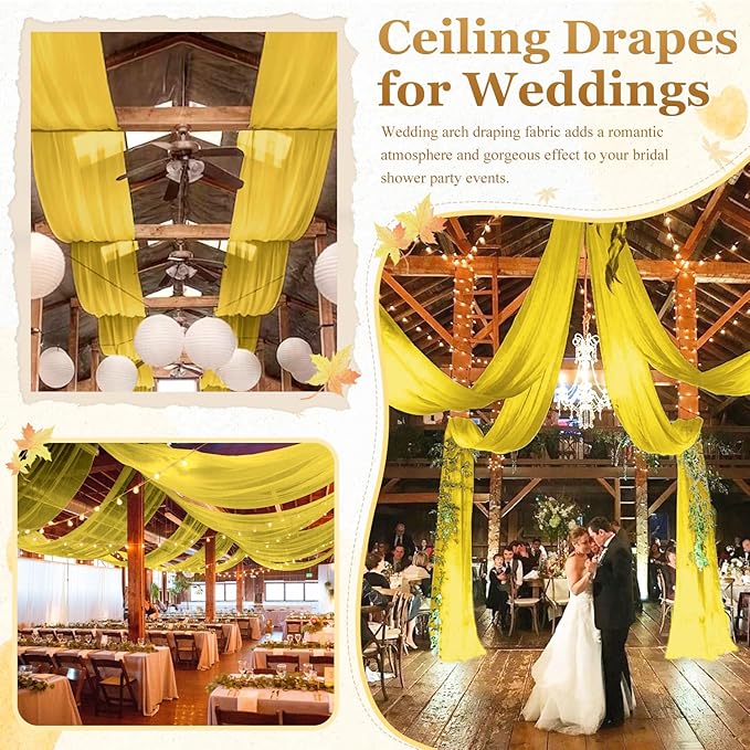 MODFUNS Gold Ceiling Draping Fabric Sheer Ceiling Drapes - Image 6