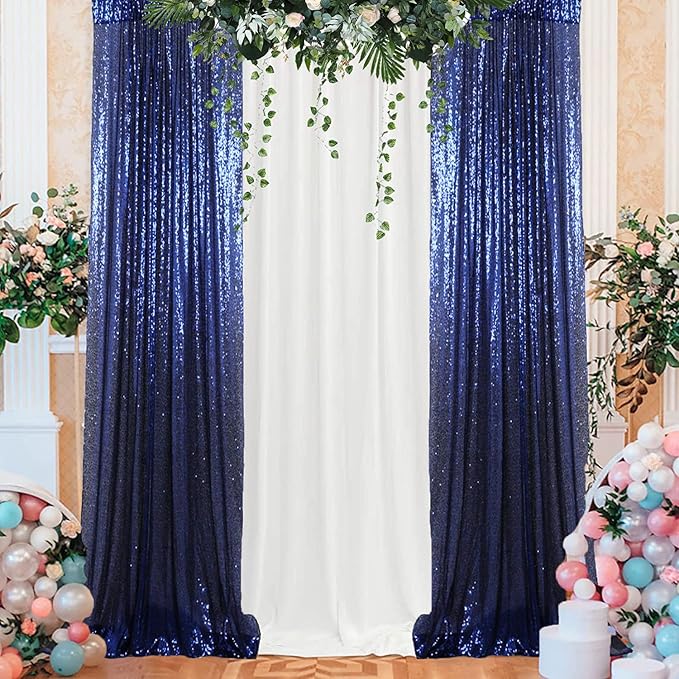 ShinyBeauty 4x10ft Navy Blue Sequin Photo Backdrop – 2 Pack Glitter Curtains - Image 5