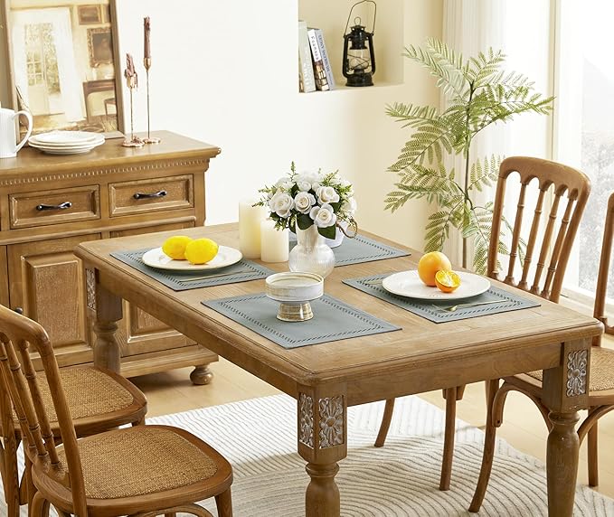 Burlap Placemats Set of 6, 12 x 18 Inch Rustic Geometric Hollow Place Mats - Image 7