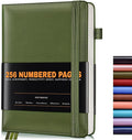 Lined Journal Notebook for Women Men, 256 Numbered Pages Hardcover Leather by Unknown