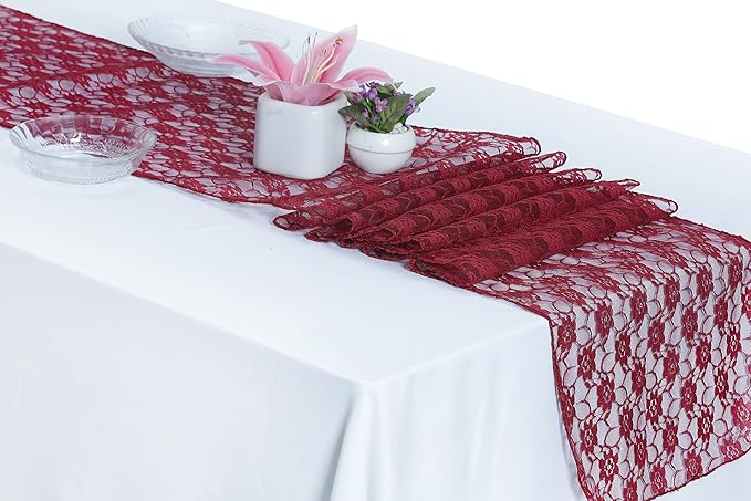 MDS Pack of 25 Wedding 12 x 108 inches Lace Table Runner by MDS