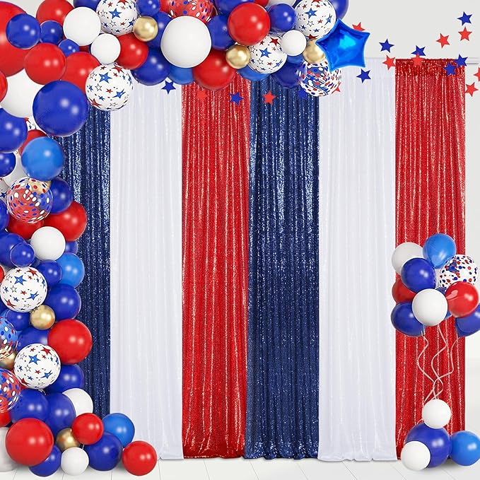 Poise3EHome 2Pcs 2Ft x 8Ft Red Sequin Backdrop Curtains, Glitter Photography - Image 4
