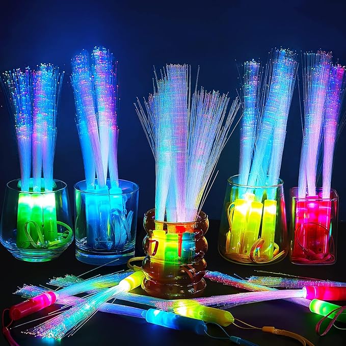 Lewtemi 60 Pack Fiber Optic Wand Glow Wand LED Light Up Wand Bulk - Image 3