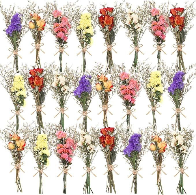 12/24 Pack Dried Flowers for Vase Various Mini Bouquet Dried Small Wildflowers by Unknown