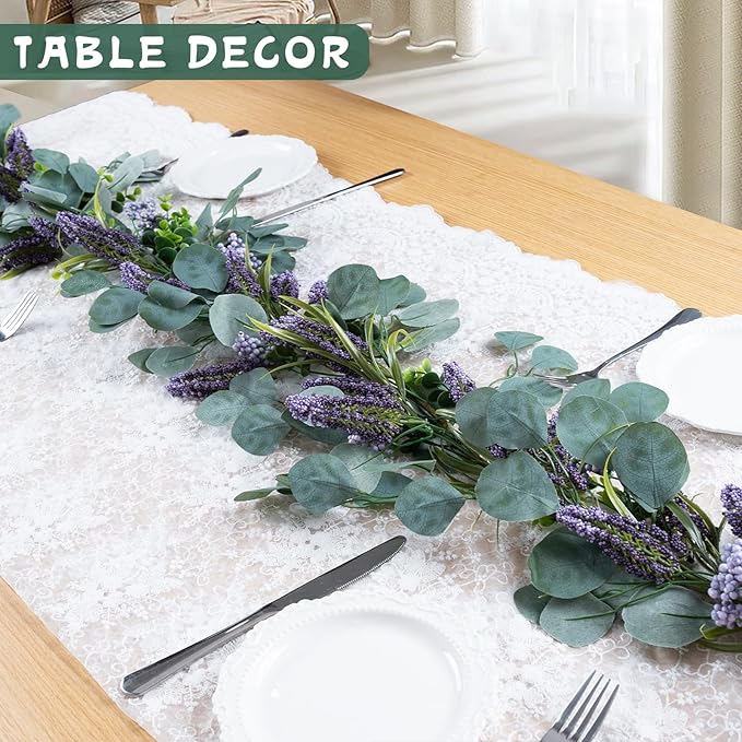6FT Purple Flower Garlands Artificial Spring/Summer Garland Greenery Garlands - Image 6