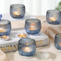 Set of 6 Ribbed Glass Votive Candle Holders, and Home Decor by SHOHAYTO